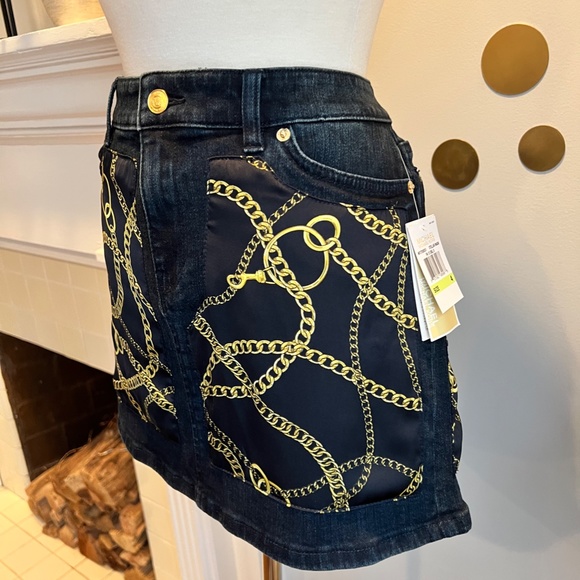 NWT MICHAEL Michael Kors Women Blue Denim Mini Skirt - Picture 2 of 8